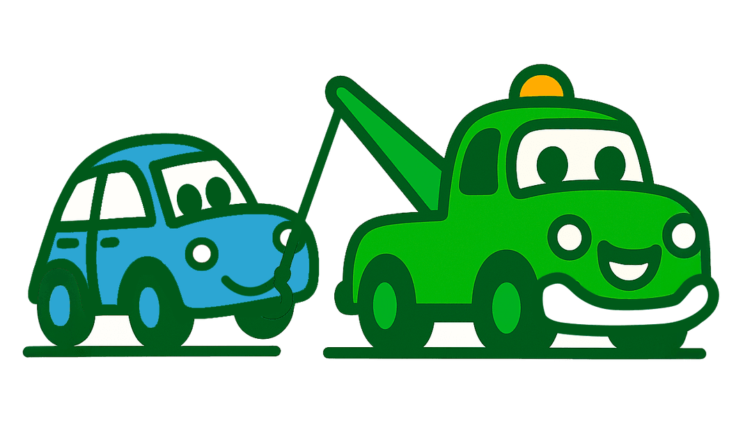 Tow truck towing a car - épaviste service illustration
